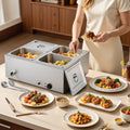 Commercial 1500W Food Warmer 4-Pan Stainless Steel Bain Marie
