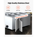 Commercial Food Warmer, 1500W Electric Stainless Steel Steam Food Warmer with Lid, 6-Pan Fast Heating Countertop Buffet Bain Marie with Soup & Perforated Ladles, for Catering, Restaurant, Party