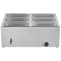 Commercial Food Warmer 1500W Stainless Steel 6-Pan Bain Marie