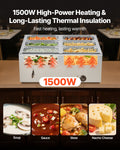 Commercial Food Warmer 1500W Stainless Steel 6-Pan Bain Marie