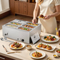 Commercial Food Warmer 1500W Stainless Steel 6-Pan Bain Marie