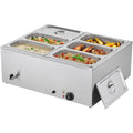 Commercial Food Warmer 1500W Stainless Steel 6-Pan Bain Marie