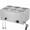 Commercial Food Warmer, 6-Pan Electric Steam Table, 1200W Professional Countertop Stainless Steel Buffet Bain Marie with 30-85°C Temp Control for Catering, Buffet, Parties, Restaurants