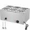 Commercial Food Warmer, 6-Pan Electric Steam Table, 1200W Professional Countertop Stainless Steel Buffet Bain Marie with 30-85°C Temp Control for Catering, Buffet, Parties, Restaurants