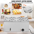 Commercial Food Warmer, 6-Pan Electric Steam Table, 1200W Professional Countertop Stainless Steel Buffet Bain Marie with 30-85°C Temp Control for Catering, Buffet, Parties, Restaurants
