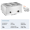 Commercial Food Warmer, 6-Pan Electric Steam Table, 1200W Professional Countertop Stainless Steel Buffet Bain Marie with 30-85°C Temp Control for Catering, Buffet, Parties, Restaurants