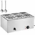 Commercial Food Warmer, 6-Pan Electric Steam Table, 1200W Professional Countertop Stainless Steel Buffet Bain Marie with 30-85°C Temp Control for Catering, Buffet, Parties, Restaurants