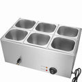 Commercial Food Warmer, 6-Pan Electric Steam Table, 1200W Professional Countertop Stainless Steel Buffet Bain Marie with 30-85°C Temp Control for Catering, Buffet, Parties, Restaurants