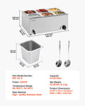 VEVOR Devanti 6-Pan Electric Steam Table Warmer 1200W Bain Marie