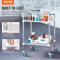 Stainless Steel 2-Shelf Rolling Cart Lab Dental Utility Swivel Casters