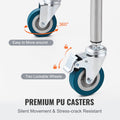 Stainless Steel 2-Shelf Rolling Cart Lab Dental Utility Swivel Casters