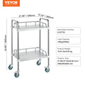 Stainless Steel 2-Shelf Rolling Cart Lab Dental Utility Swivel Casters