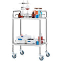 Stainless Steel 2-Shelf Rolling Cart Lab Dental Utility Swivel Casters