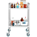 Stainless Steel 2-Shelf Rolling Cart Lab Dental Utility Swivel Casters