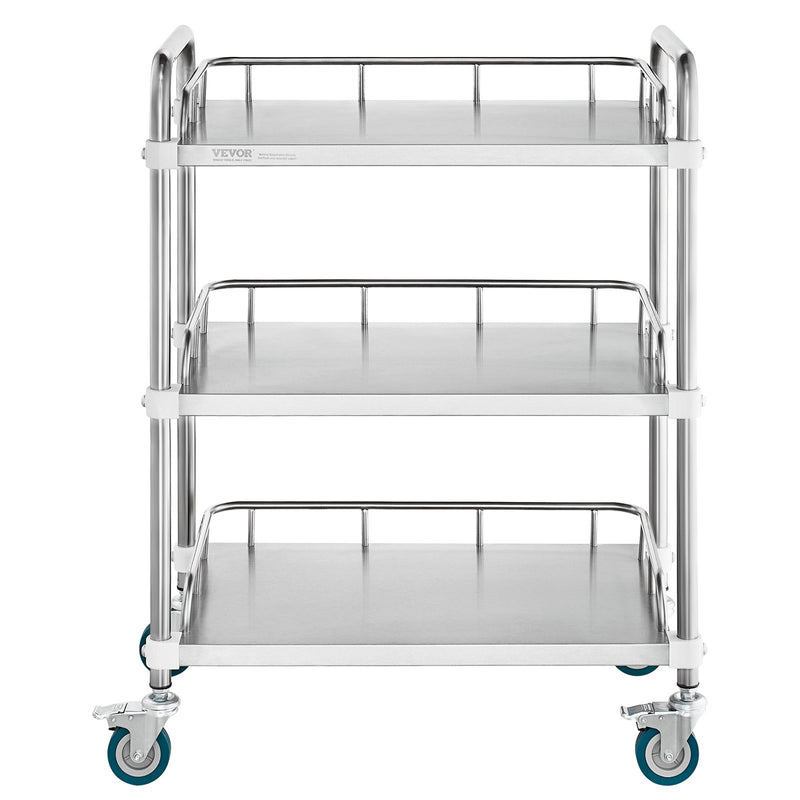 Stainless Steel 3-Shelf Rolling Cart 26x15x34