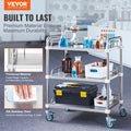 Stainless Steel 3-Shelf Rolling Cart 26x15x34