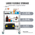 Stainless Steel 3-Shelf Rolling Cart 26x15x34