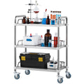 Stainless Steel 3-Shelf Rolling Cart 26x15x34