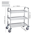 VEVOR Stainless Steel Cart, 3 Layers Lab Utility Cart 181 kg Weight Capacity, Medical Cart with Lockable Universal Wheels, for Lab, Clinic, Kitchen, Salon