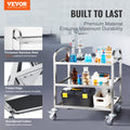 Stainless Steel 3 Layer Lab Utility Cart 181kg Medical Kitchen