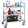 Stainless Steel 3 Layer Lab Utility Cart 181kg Medical Kitchen