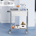 2 Layer Stainless Steel Medical Cart 100kg Utility Drawer Silent