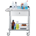 2 Layer Stainless Steel Medical Cart 100kg Utility Drawer Silent