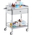 2 Layer Stainless Steel Medical Cart 100kg Utility Drawer Silent