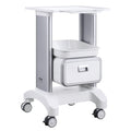 2 Tier Medical Cart Mobile Lab Cart Drawer White 80cm