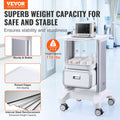 2 Tier Medical Cart Mobile Lab Cart Drawer White 80cm