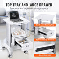 2 Tier Medical Cart Mobile Lab Cart Drawer White 80cm