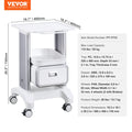 2 Tier Medical Cart Mobile Lab Cart Drawer White 80cm