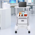 2 Tier Medical Cart Mobile Lab Cart Drawer White 80cm