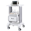 2 Tier Medical Cart Mobile Lab Cart Drawer White 80cm