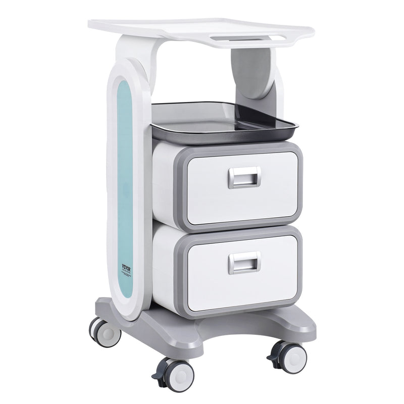 3 Tier Lab Cart with Drawers Mobile Medical ABS Utility White