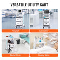 3 Tier Lab Cart with Drawers Mobile Medical ABS Utility White