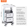 3 Tier Lab Cart with Drawers Mobile Medical ABS Utility White