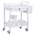 2 Tier Lab Cart Mobile Medical Trolley 2 Drawers White