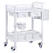 2 Tier Lab Cart Mobile Medical Trolley 2 Drawers White