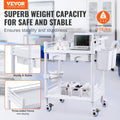 2 Tier Lab Cart Mobile Medical Trolley 2 Drawers White