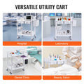 2 Tier Lab Cart Mobile Medical Trolley 2 Drawers White