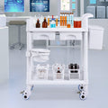 2 Tier Lab Cart Mobile Medical Trolley 2 Drawers White