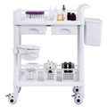 2 Tier Lab Cart Mobile Medical Trolley 2 Drawers White