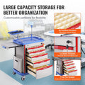5 Tier Lab Cart 5 Drawers 4 Wheels Trash Cans Blue
