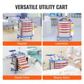 5 Tier Lab Cart 5 Drawers 4 Wheels Trash Cans Blue