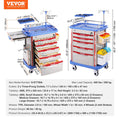5 Tier Lab Cart 5 Drawers 4 Wheels Trash Cans Blue