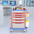 5 Tier Lab Cart 5 Drawers 4 Wheels Trash Cans Blue
