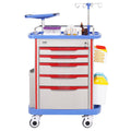 5 Tier Lab Cart 5 Drawers 4 Wheels Trash Cans Blue