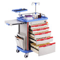 5 Tier Lab Cart 5 Drawers 4 Wheels Trash Cans Blue