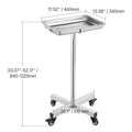 Stainless Steel Mayo Removable Tray Medical Adjustable Height Wheels 35lbs Capacity